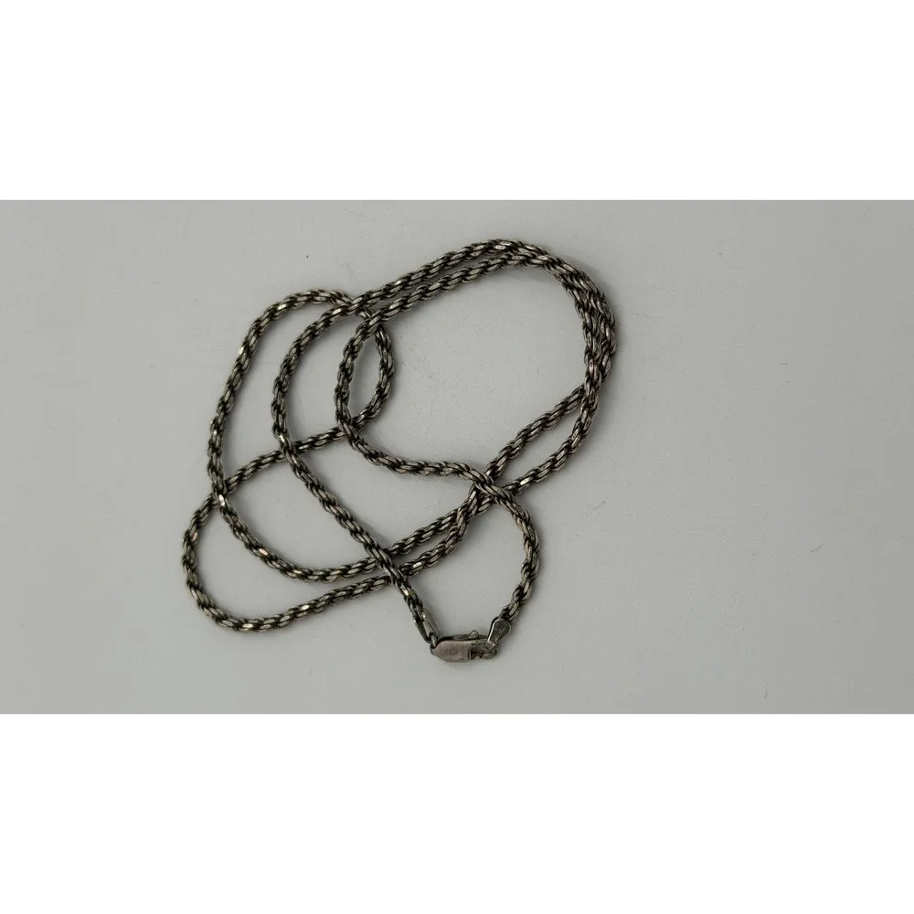 925‎ Italy Sterling Silver Rope Chain Necklace 24